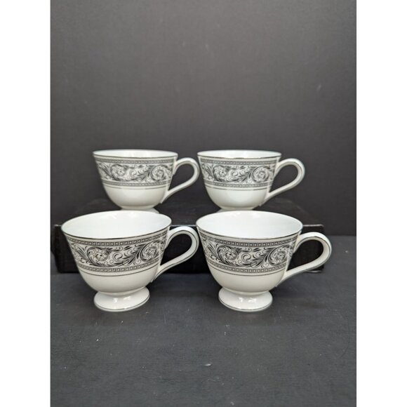 Harmony House Valencia 3685 Fine China Ceramic Footed Teacup Set of 4 No Saucer - Picture 1 of 10